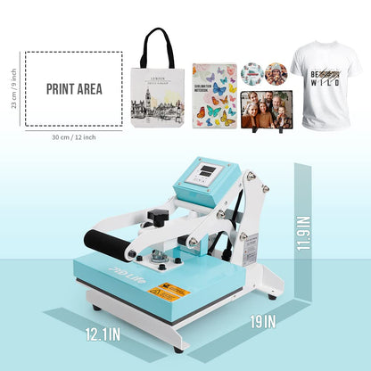 PYD Life Heat Press Machine 9 x 12 Inch 110 V Mint Green Sublimation Printer Press Heat Press Transfer Machine for T Shirts Vinyl Tote Bag Christmas - WoodArtSupply