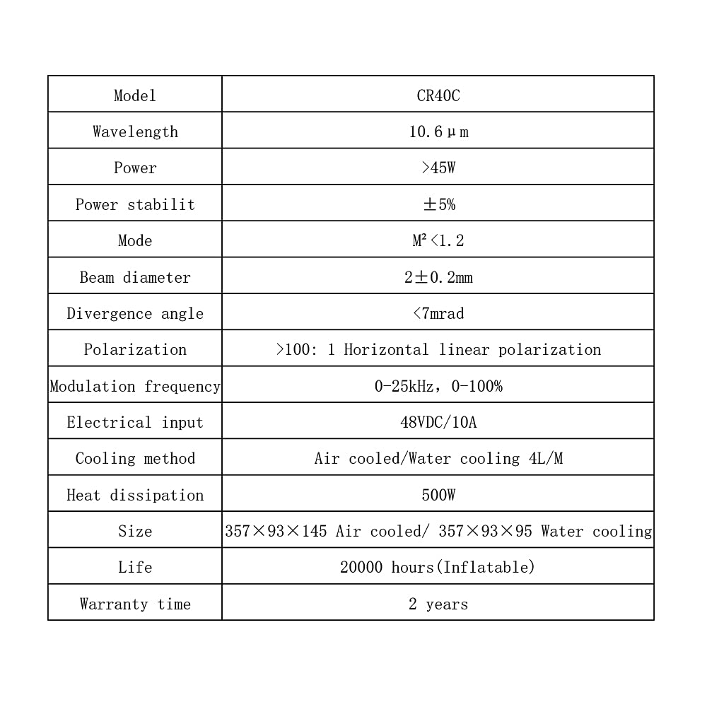 Cloudray Metal CO2 Laser Tube For CO2 Laser Engraver Marking Machine (40W CR40C) - WoodArtSupply