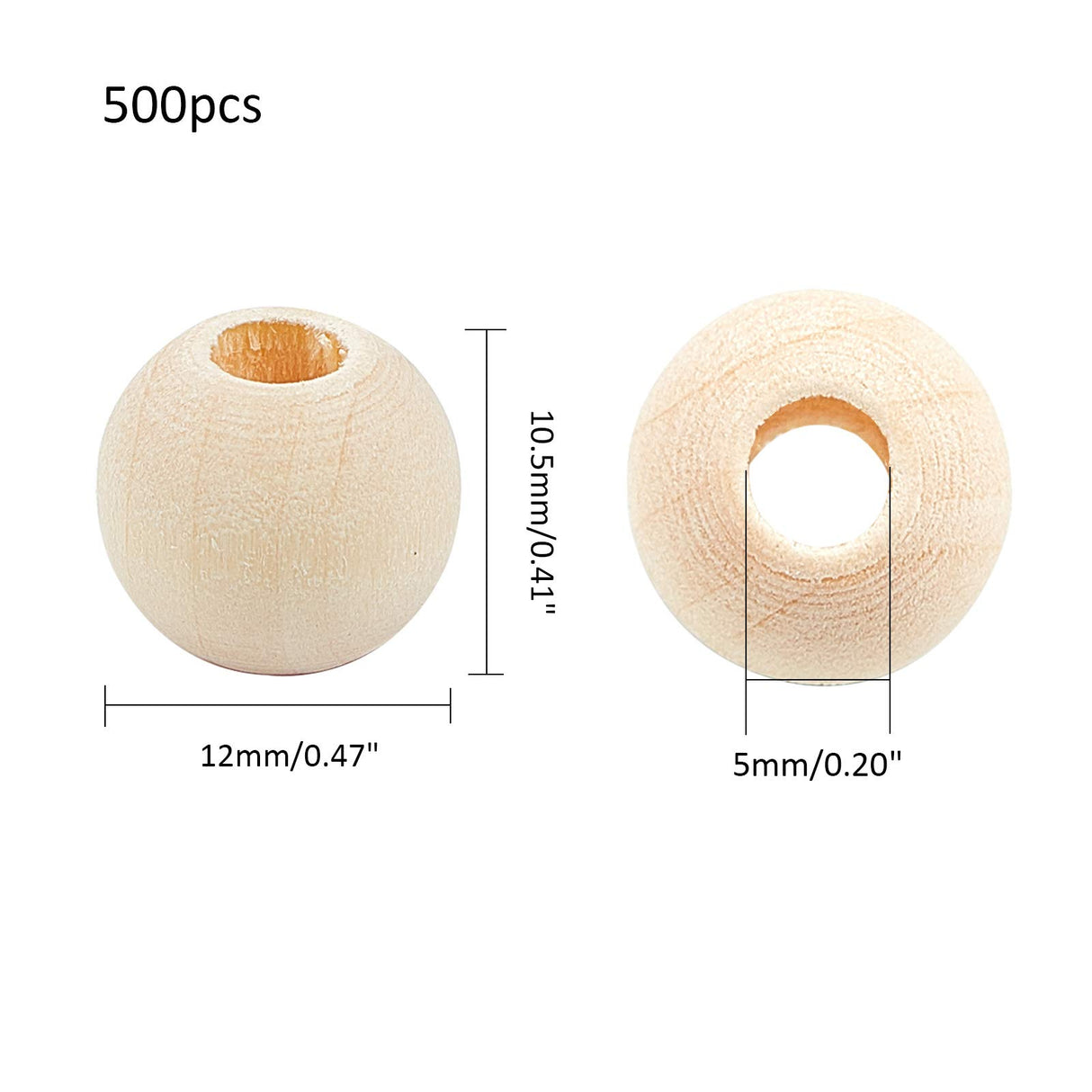 PH PandaHall 500pcs Natural Wood Beads 12mm Large Hole Wood Beads Unfinished Wooden Spacer Beads for Christmas Macrame Garland Farmhouse Decor PH PandaHall