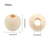 PH PandaHall 500pcs Natural Wood Beads 12mm Large Hole Wood Beads Unfinished Wooden Spacer Beads for Christmas Macrame Garland Farmhouse Decor PH PandaHall