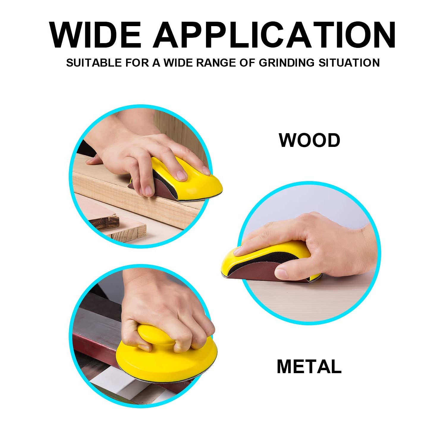 MIDO Professional Abrasive Hook and Loop Hand Sanding Block 5 Inch Mouse and Round Sanding Holder 2 PCS Hand Sanding Pad for Woodworking Hook Backing MIDO Professional Abrasive