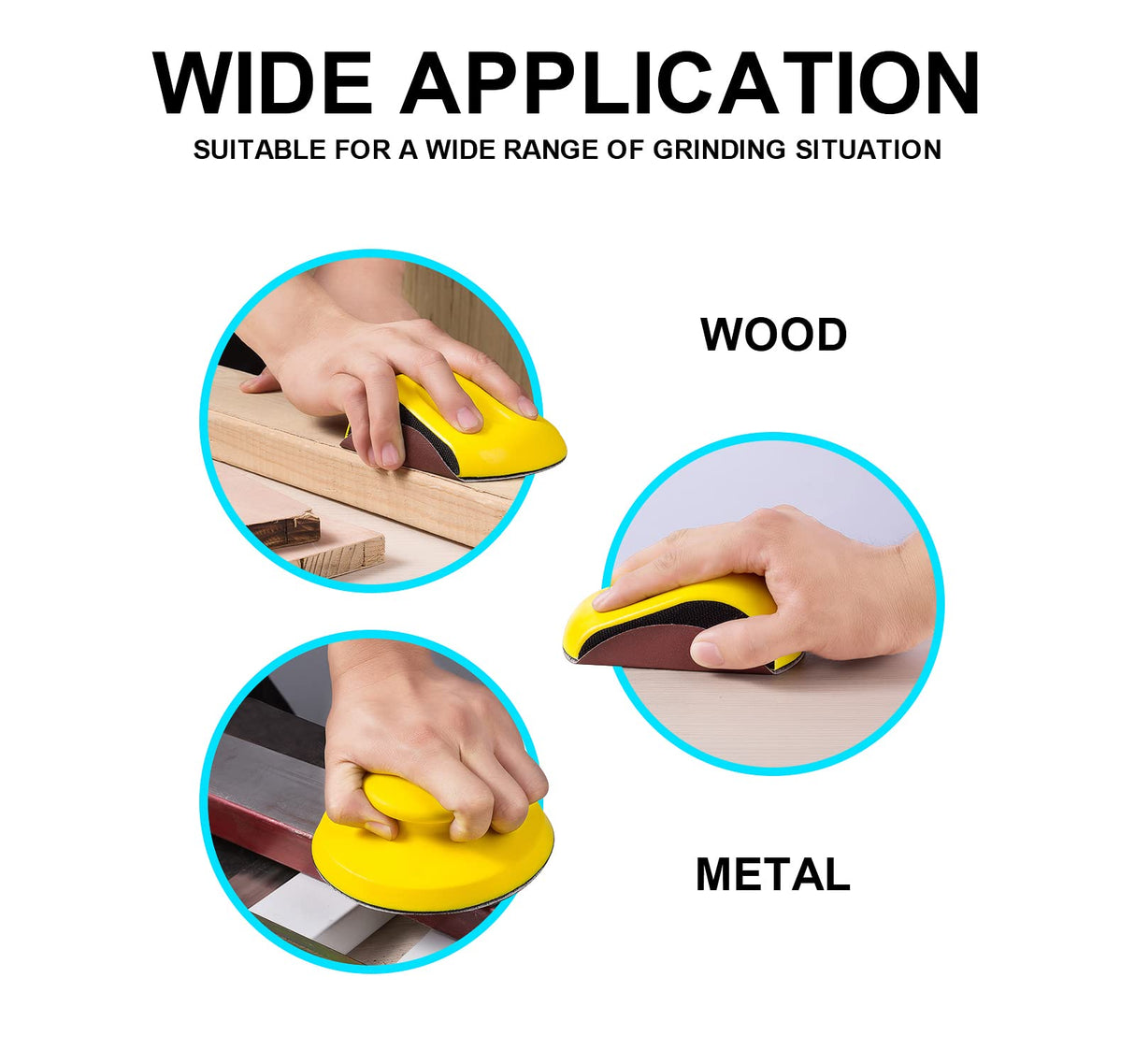 MIDO Professional Abrasive Hook and Loop Hand Sanding Block 5 Inch Mouse and Round Sanding Holder 2 PCS Hand Sanding Pad for Woodworking Hook Backing MIDO Professional Abrasive