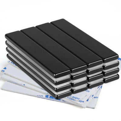 MIKEDE Strong Neodymium Bar Magnets, 16 Pack Black Heavy Duty Magnets with Double-Sided Adhesive, Rare Earth Metal Rectangular Magnetic Bar Magnet