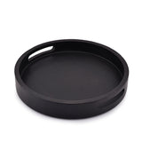 EDHAS Acacia Wood Round Black Serving Tray with Cutout Handle |Home Restaurants Coffee, Food, Breakfast, Dinner Décor (12" x 12" x 1.6") EDHAS