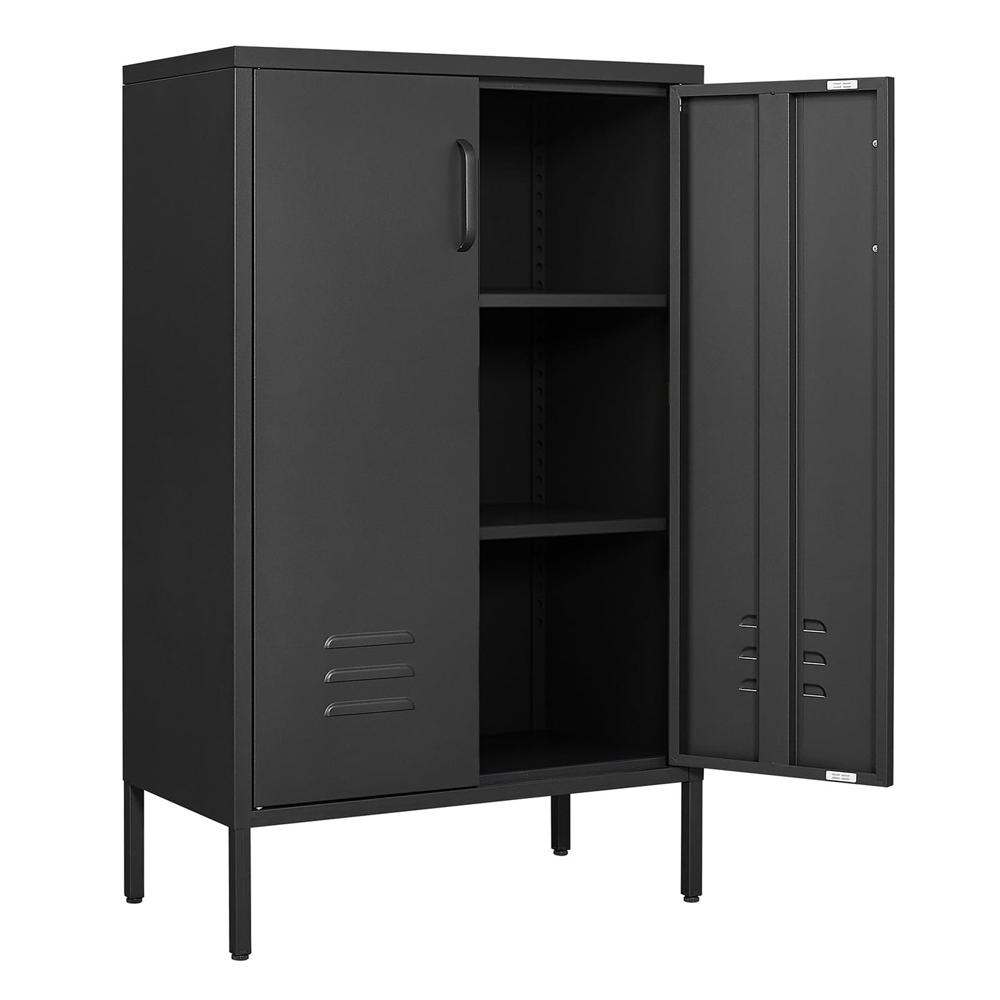 GREATMEET Metal Storage Cabinet, Multipurpose Storage Rack, 2 Door Metal Cabinets, Bathroom Freestanding Storage Cabinet with 2 Adjustable Shelves