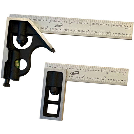 iGaging Square Set 4" Double Square and 6" Combination Square 4R Steel Blade High Precision Woodworking iGaging