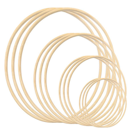 Gukasxi 12pcs Wooden Bamboo Floral Hoop Wreath Macrame Craft Dream Catcher Hoops Rings for DIY Weddding Wreath Decor, Macrame Dreamcatcher, Wall Gukasxi