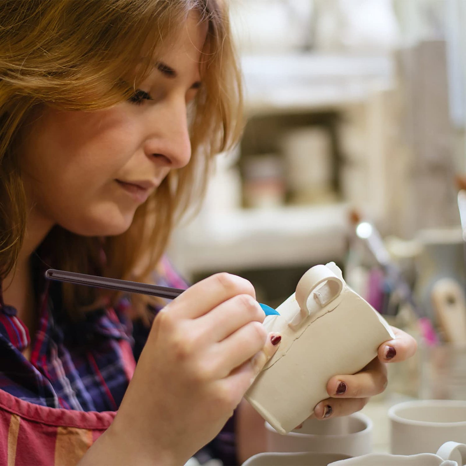 Clatoon 10Pcs Silicone Clay Sculpting Tool, Modeling Dotting Tool & Pottery Craft use for DIY Handicraft, Silicone Brush, Sculpture Pottery, Nail Art Clatoon