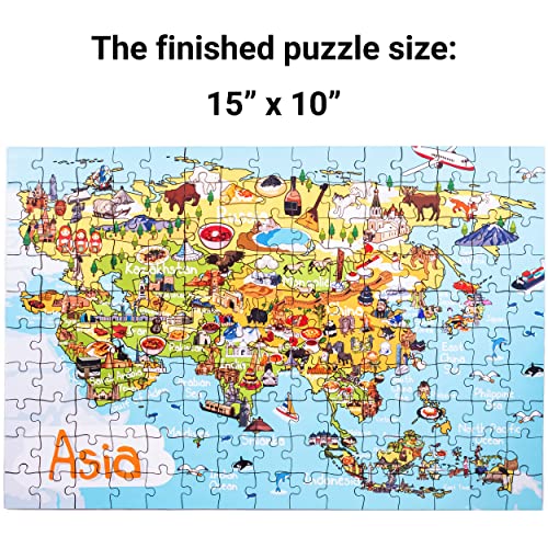 Terra Puzzles Asia Map Wooden Jigsaw Puzzle 152 Piece, 15x10 inches - WoodArtSupply