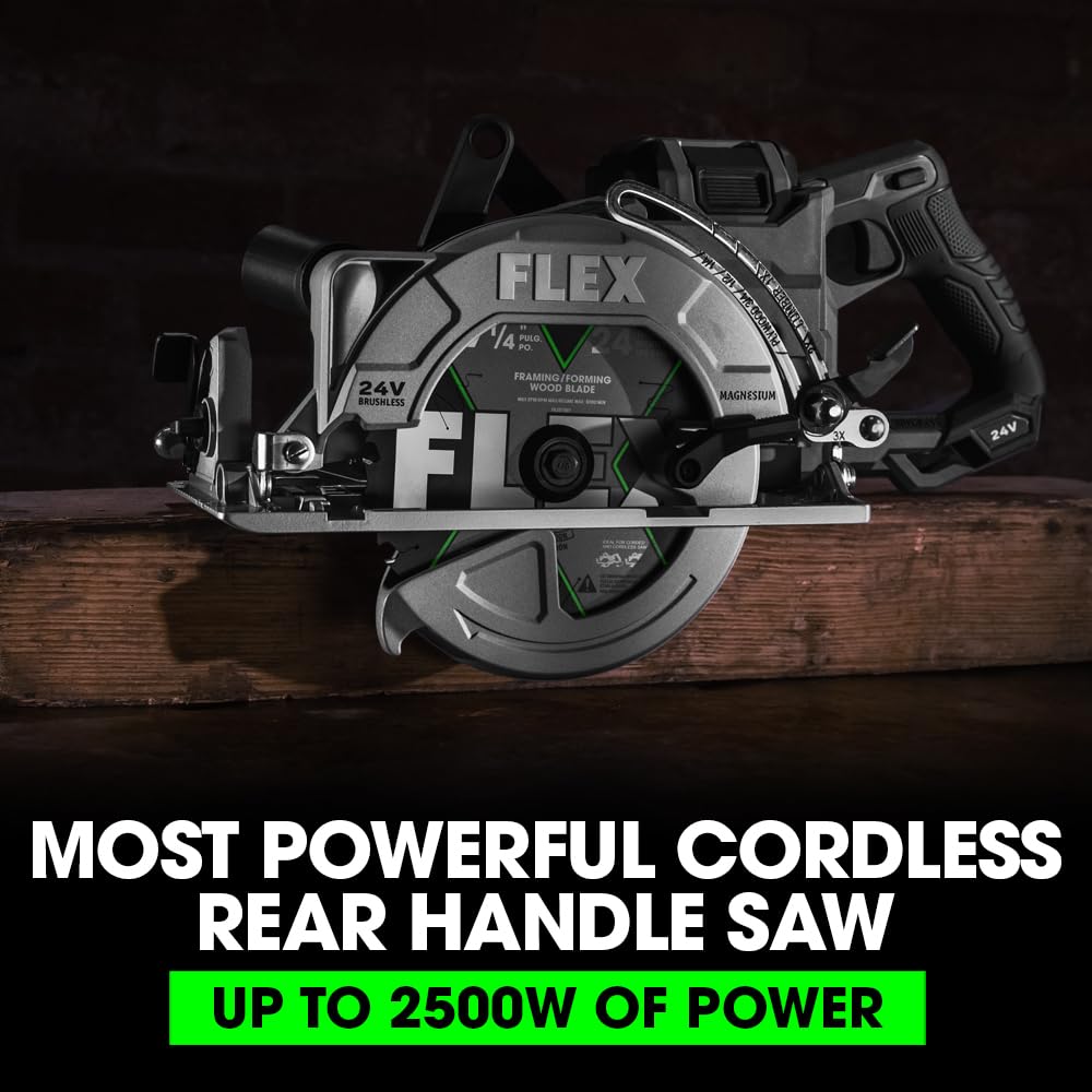 FLEX 24V Brushless Cordless 7-1/4-Inch Rear Handle Circular Saw Kit with 10.0Ah Stacked Lithium Battery and 280W Rapid Charger - FX2141R-1J - WoodArtSupply