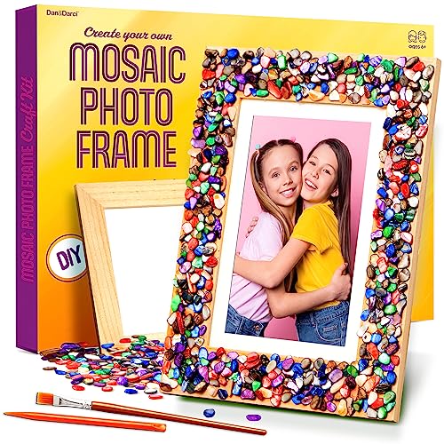 DIY Mosaic Picture Frame Kit for Kids - Arts and Craft Kits for Girls & Boys - Crafts for 6-14 Year Old - Photo Birthday Gifts for Ages 6, 7, 8, 9, Dan&Darci
