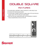 Starrett Steel Inch Reading Double Square with Hardened Graduated Blade - Ideal for Machinists, Toolmakers, Patternmakers - 6" Blade Length, 4R Starrett