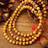Prometis 200pcs 8mm Natural Sandalwood Round Beads Gorgeous Craft Handmade Polished Spacer Mala Pray Beads with Elastic Cord for Bracelets DIY Rosary Prometis