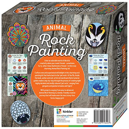 Hinkler Animal Rock Painting Box Set - DIY Rock Painting for Adults - Rocks, Brush, Paint Included - Mandala Stone Artist - Create Rock Artwork at