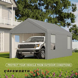 CAPEWORTH Carport,12x20 Heavy Duty Carports, Canopy, Garage, Metal Shed, with 4 Roll-up Ventilated Windows, Outdoor, Storage, Car, Boat,12x20 Gray CAPEWORTH