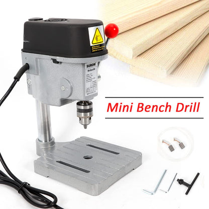 Mini Bench Drill, Portable Drill Press Stand 0-12000rpm 3-Speed Adjustable Benchtop Electric Machine for DIY Furniture Drilling Wood,Plastic - WoodArtSupply