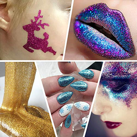 Extra Fine Glitter, Set of 36 Colors Nail Arts Cosmetic Glitter, Resin Crafts Loose Glitter Powder Shaker for Face Body Hair Eye Lip Gloss Makeup, Estanoite
