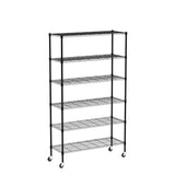 Dkelincs 6 Tier Storage Rack Metal Wire Shelf Unit Height Adjustable NSF Heavy Duty Garage Rack with Wheels 48" x 18" x 82" Commercial Grade Utility Dkeli