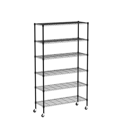 Dkelincs 6 Tier Storage Rack Metal Wire Shelf Unit Height Adjustable NSF Heavy Duty Garage Rack with Wheels 48" x 18" x 82" Commercial Grade Utility - WoodArtSupply