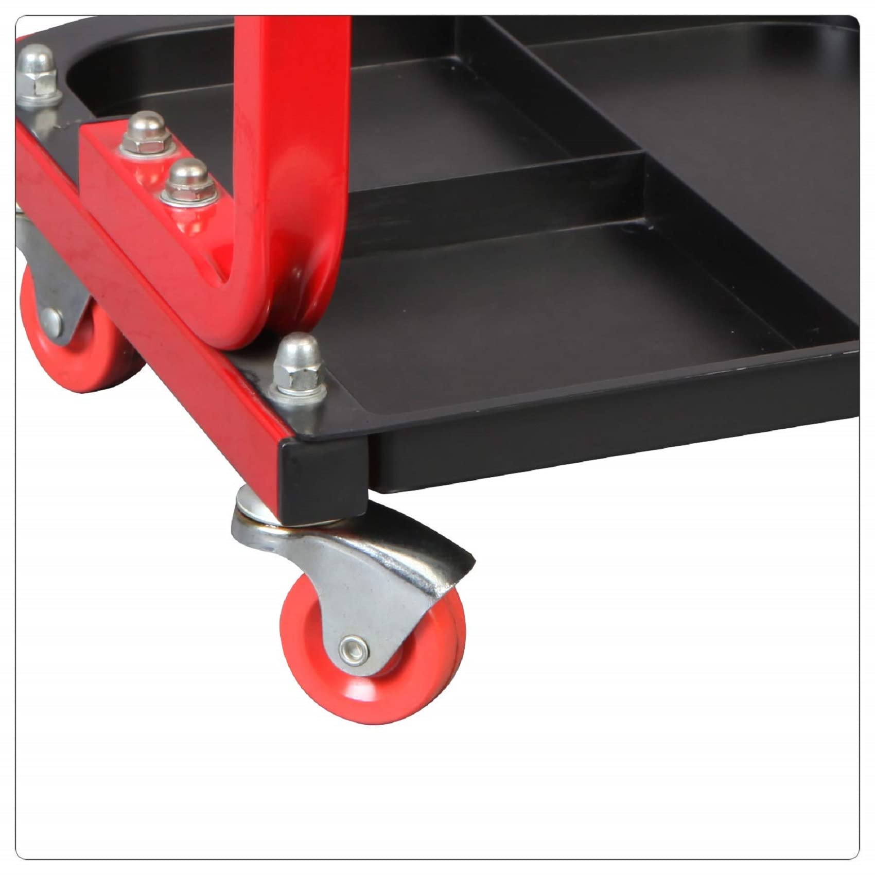 Torin TR6300 Red Rolling Creeper Garage/Shop Seat: Padded Mechanic Stool with Tool Tray - WoodArtSupply