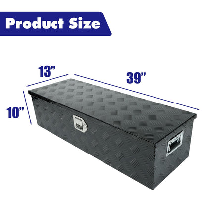 bchsadvb 39"x13"x10" Inch Black Aluminum Pickup Truck Trunk Bed Tool Box Car Outdoor Under Trailer Tongue Box Storage with lock