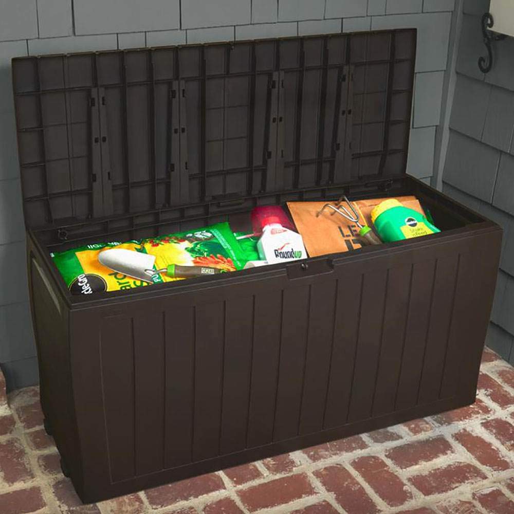 Keter Marvel Plus 71 Gallon Resin Deck Box-Organization and Storage for Patio Furniture Outdoor Cushions, Throw Pillows, Garden Tools and Pool Toys, - WoodArtSupply