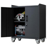 Metal Storage Cabinet with Wheels,Garage Storage Cabinet with Adjustable Shelves and Doors and Lock,Sturdy and Durable Heavy Duty Utility Storage KILISTEELS