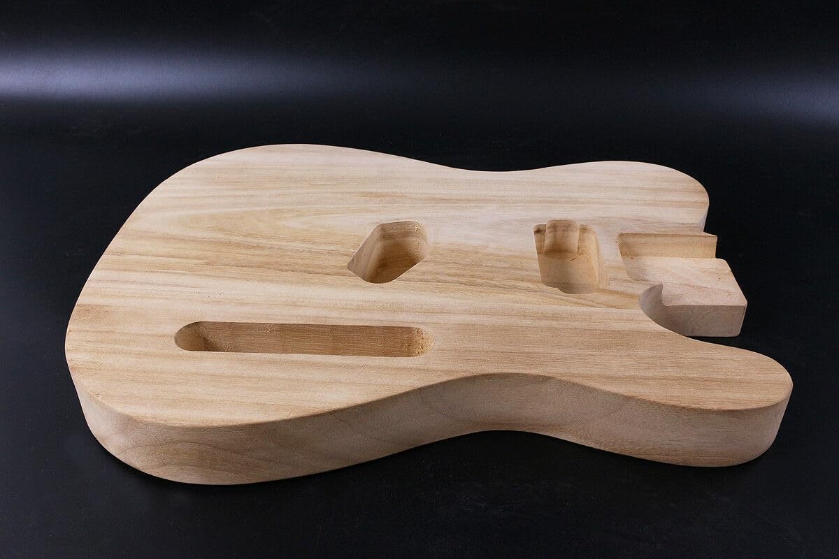 T-Style Electric Guitar Body Blank Solid wood Electric Guitar Body Unfinished DIY Project Guitar Body Replacement (Paulownia Wood) WoodArtSupply