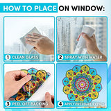 Hula Home Stained Glass Mandala Art Kit - DIY Window Clings with Markers, 10 Suncatchers - Perfect Hobby for Adults, Kids, Teens & Seniors - Ideal Hula Home