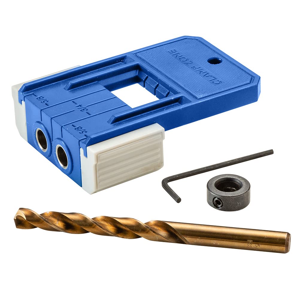 3/8” Doweling Jig Kit w/Drill Bit & Stop Collar – Wood Dowel Jig Accessories – Dual Edge Stops for Easy Alignment w/Dovetail – Durable Nylon Jig ROCKLER