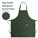 LOYGLIF Apron for Men Women with Adjustable Straps and Large Pockets, Canvas Cotton Cooking Kitchen Chef Bib Aprons Waterproof Green LOYGLIF
