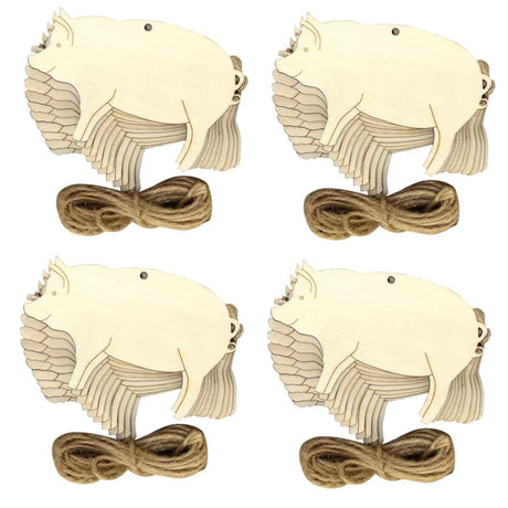 Gadpiparty 40 Pcs Unfinished Wooden Cutouts Blank Pigs Chips Deer Out Wood Gift Tags Wooden Pigs Embellishments Wood Pigs Slices Animal Label Tags Gadpiparty