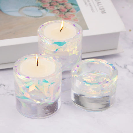 ResinWorld 3 Pack Cylinder Candlestick Epoxy Casting Molds + 2 Pack Crystal Shape Tea Light Candle Holder Molds ResinWorld