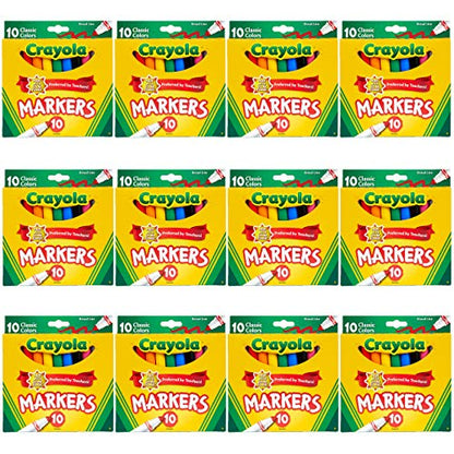 Crayola Broad Line Markers Bulk, 12 Marker Packs with 10 Colors - WoodArtSupply