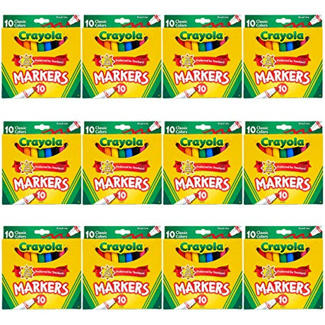 Crayola Broad Line Markers Bulk, 12 Marker Packs with 10 Colors Crayola