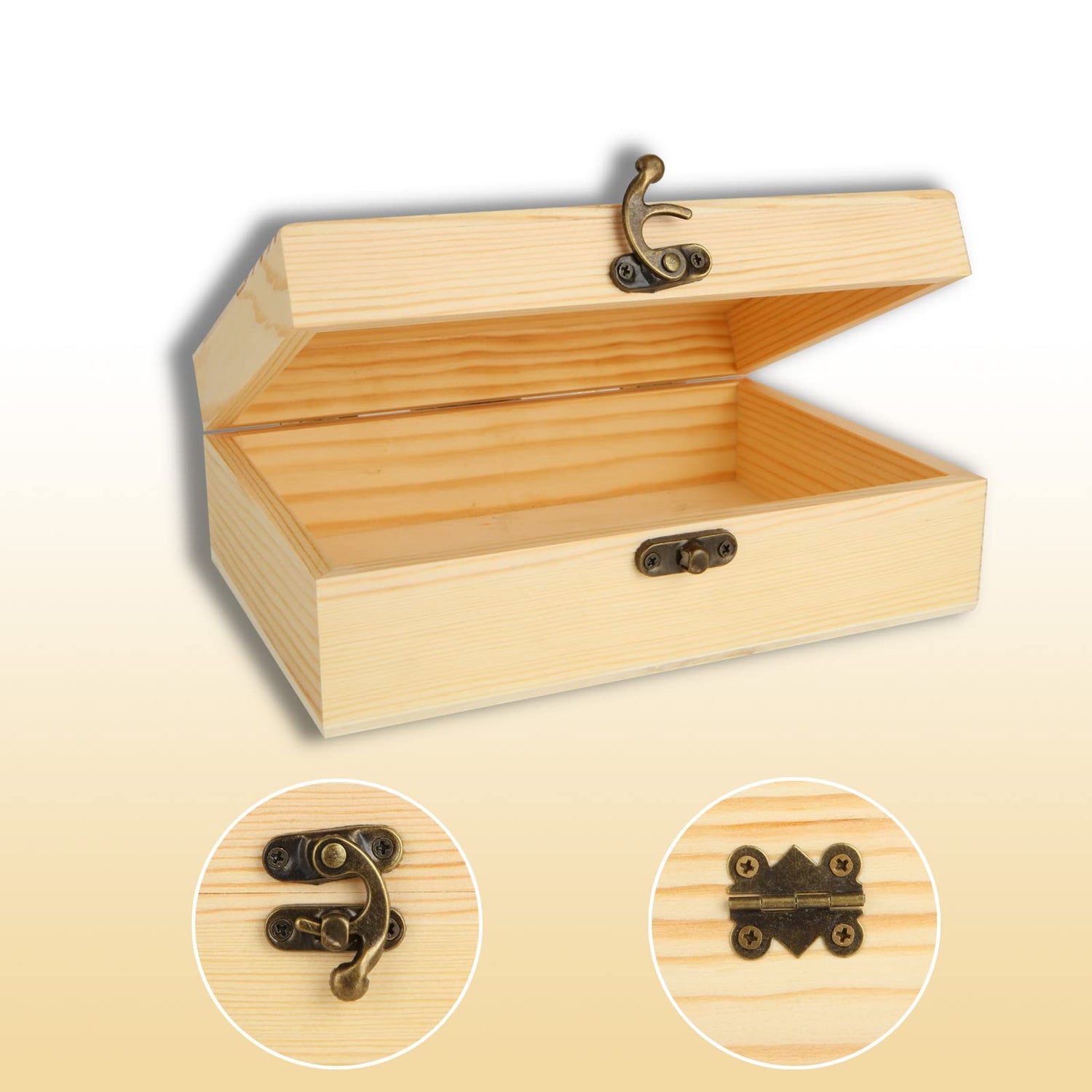 DAJAVE 4 Pack Unfinished Wooden Box, Wooden Box with Hinged Lid, Small Bulk Wood Boxes for Crafts, DIY, Arts Hobbies and Home Storage(7x5x2 Inch) DAJAVE