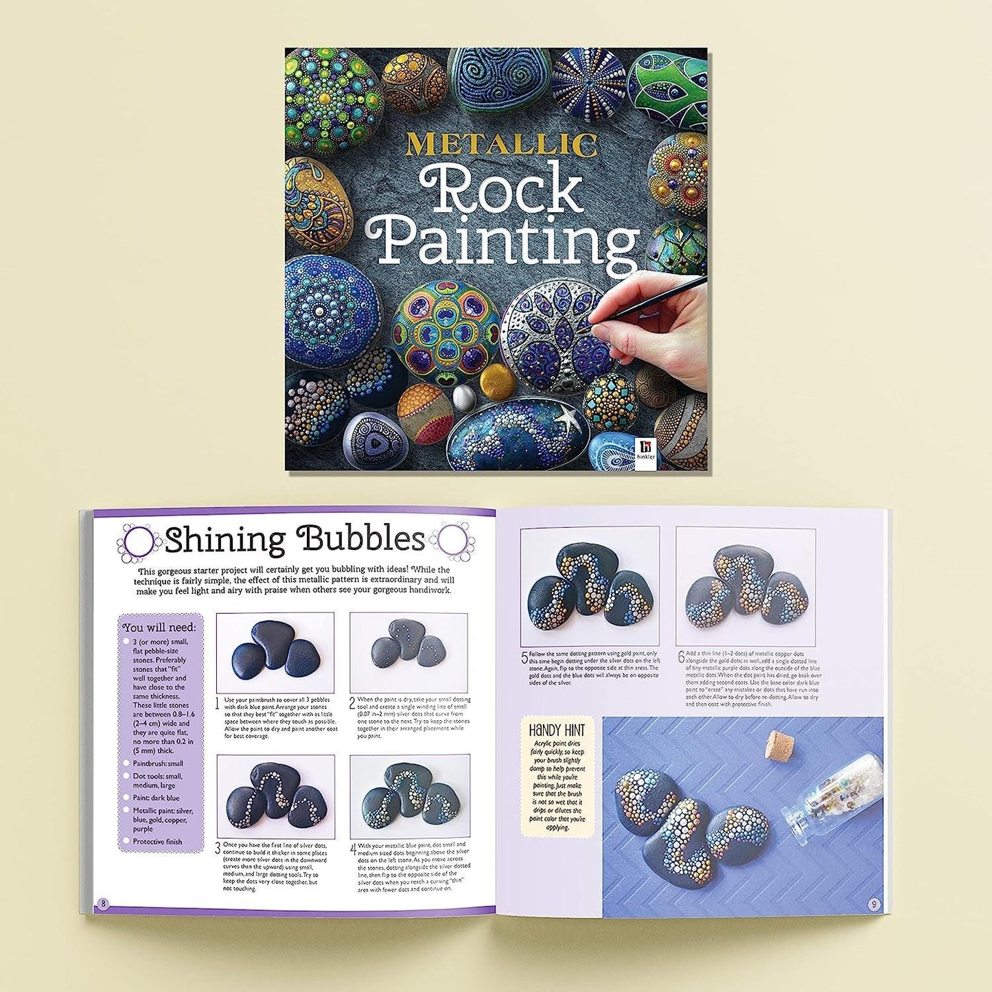 Metallic Rock Painting Box Set - DIY Rock Painting for Adults - Rocks, Brush, Paint Included - WoodArtSupply