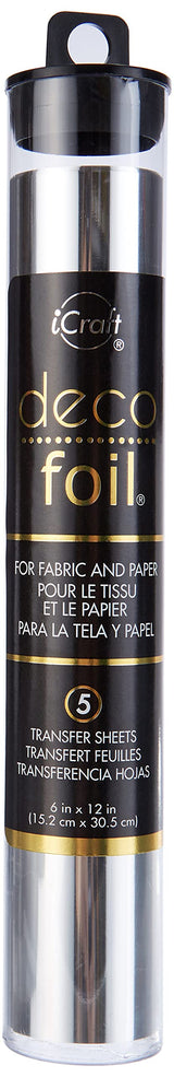 iCraft Deco Foil, 5 Transfer Sheets, 6" x 12", Silver iCraft