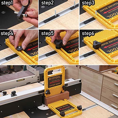 BI-DTOOL Featherboards, Adjustable Woodworking Safety Device Feather-Loc for Table Saws Band Saws Router Tables Fences Woodworking Tools, 6.3 Inch BI-DTOOL