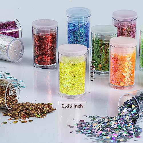 Holographic Chunky and Fine Glitter Mix, 45 Colors Craft Glitter for Epoxy Resin Arts, Iridescent Nail Glitter, Cosmetic Eye Hair Face Body Glitter, Linwulte