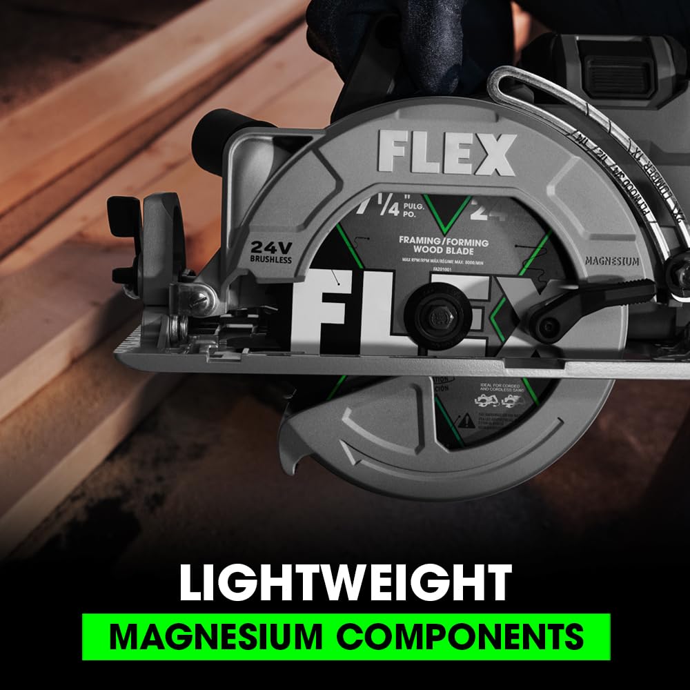 FLEX 24V Brushless Cordless 7-1/4-Inch Rear Handle Circular Saw Kit with 10.0Ah Stacked Lithium Battery and 280W Rapid Charger - FX2141R-1J - WoodArtSupply