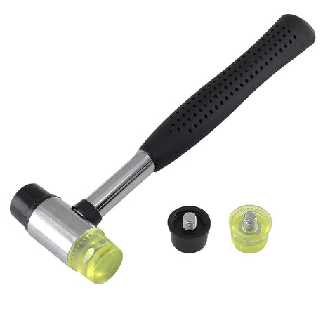 Kyuionty Rubber Mallet Hammer 25mm Double-Face Nylon Rubber Hammer, Soft & Hard Head Mallet with Replacement Heads for Jewelers, Woodworking, Floor Kyuionty