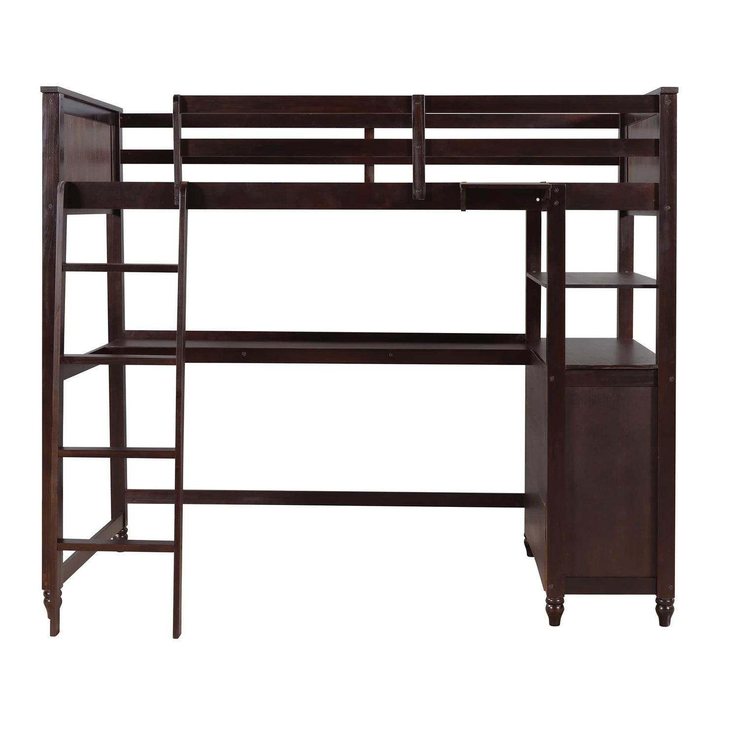 Bellemave Espresso Twin Loft Bed with Desk, Dresser, and Storage for Kids and Teens Bellemave