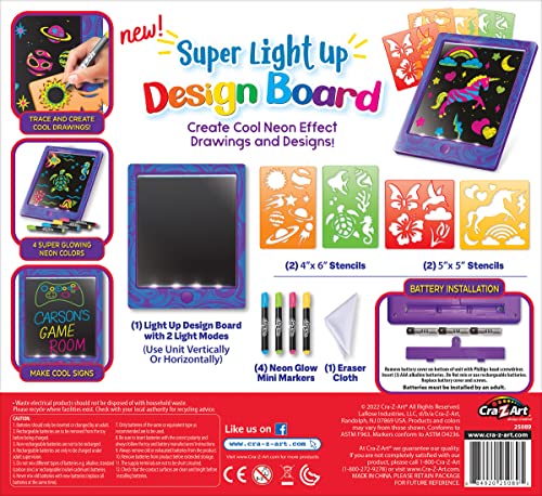 Cra-Z-Art Super Light Up Doodle Board for Kids, Light Up Drawing Board Gift for Boys & Girls Ages 5 and Up Cra-Z-Art