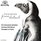 Art-n-Fly Ultra Fine Tip 003 Black Inking Pens 3 Pack with Waterproof Archival Ink Pen Fineliner - No Bleed Fine Point Pens for Bullet Journaling, Art-n-Fly