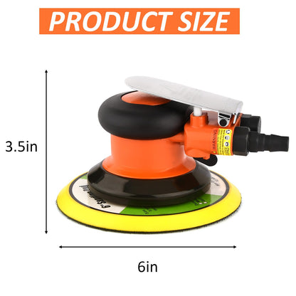 ZHONGAN 6" Pneumatic Air Random Orbital Sander for Wood Working, Heavy Duty Pneumatic Polishing Tool - WoodArtSupply