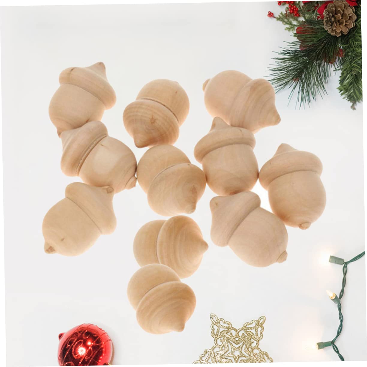 COHEALI 60 Pcs Wood Shapes for Painting Blank Peg Doll Driftwood for Crafts Xmas Wood Peg Wood Peg Doll Unfinished Wood Acorn Cutouts Christmas Peg COHEALI