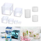 RESINWORLD 3 Size Tealight Candle Holder Mold for Epoxy Resin + Set of 4", 3", 2", 1.5", 1", 0.5" Clear Silicone Cube Molds, Large Deep Square Epoxy ResinWorld