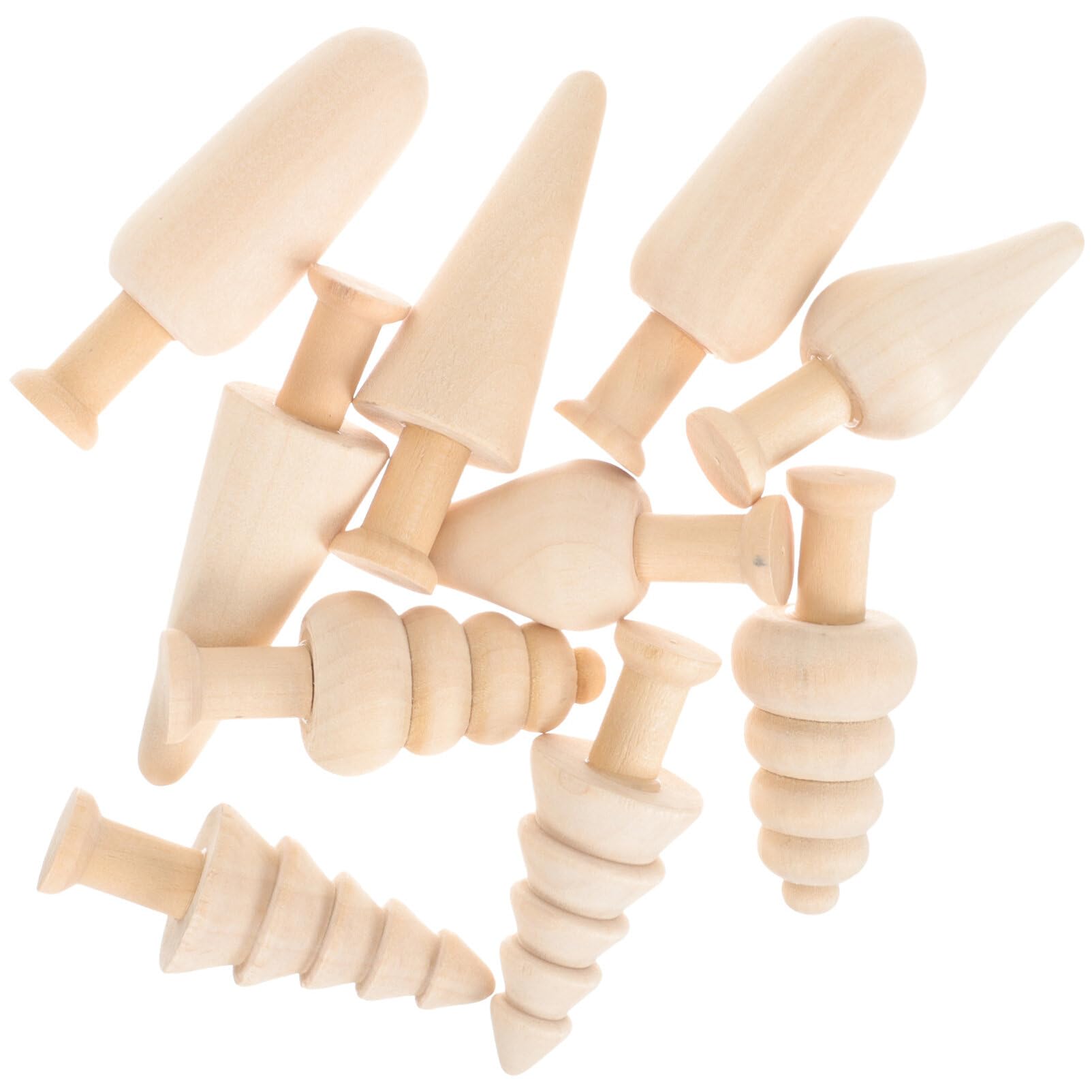 Wooden Trees Unfinished Wooden Figurines 10pcs Mini Wooden Christmas Tree Unpainted Blank Figurines Wood Miniature Trees Peg People for Christmas - WoodArtSupply