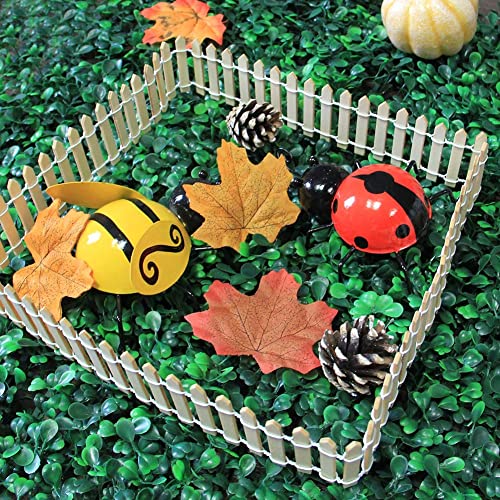 Prsildan 40 Inches Miniature Fairy Garden Fence, DIY Wood Picket Fence Mini Ornament for Dollhouse Home Garden Prsildan